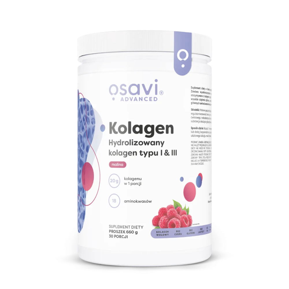 Kolagen Typu I i III Osavi Grass-Fed Malinowy Proszek 660 g — zdjęcie 1
