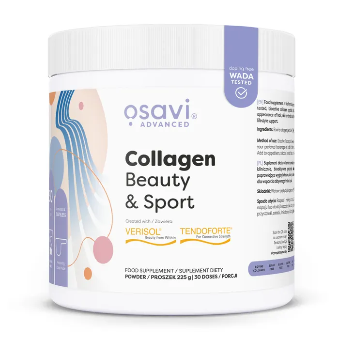 Kolagen Collagen Beauty i Sport Osavi Skóra Stawy Regeneracja Proszek 225g