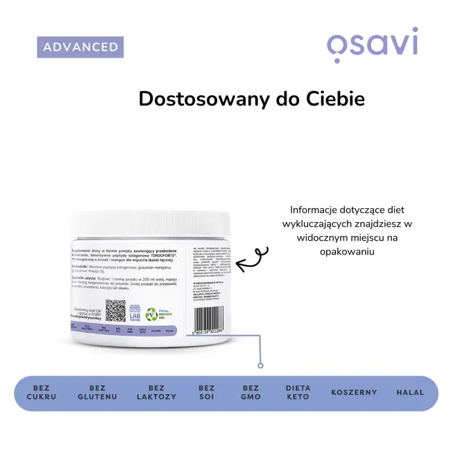 Kolagen Ścięgna i Więzadła Osavi Tendoforte Stawy Mięśnie Proszek 150,9 g — miniatura 2