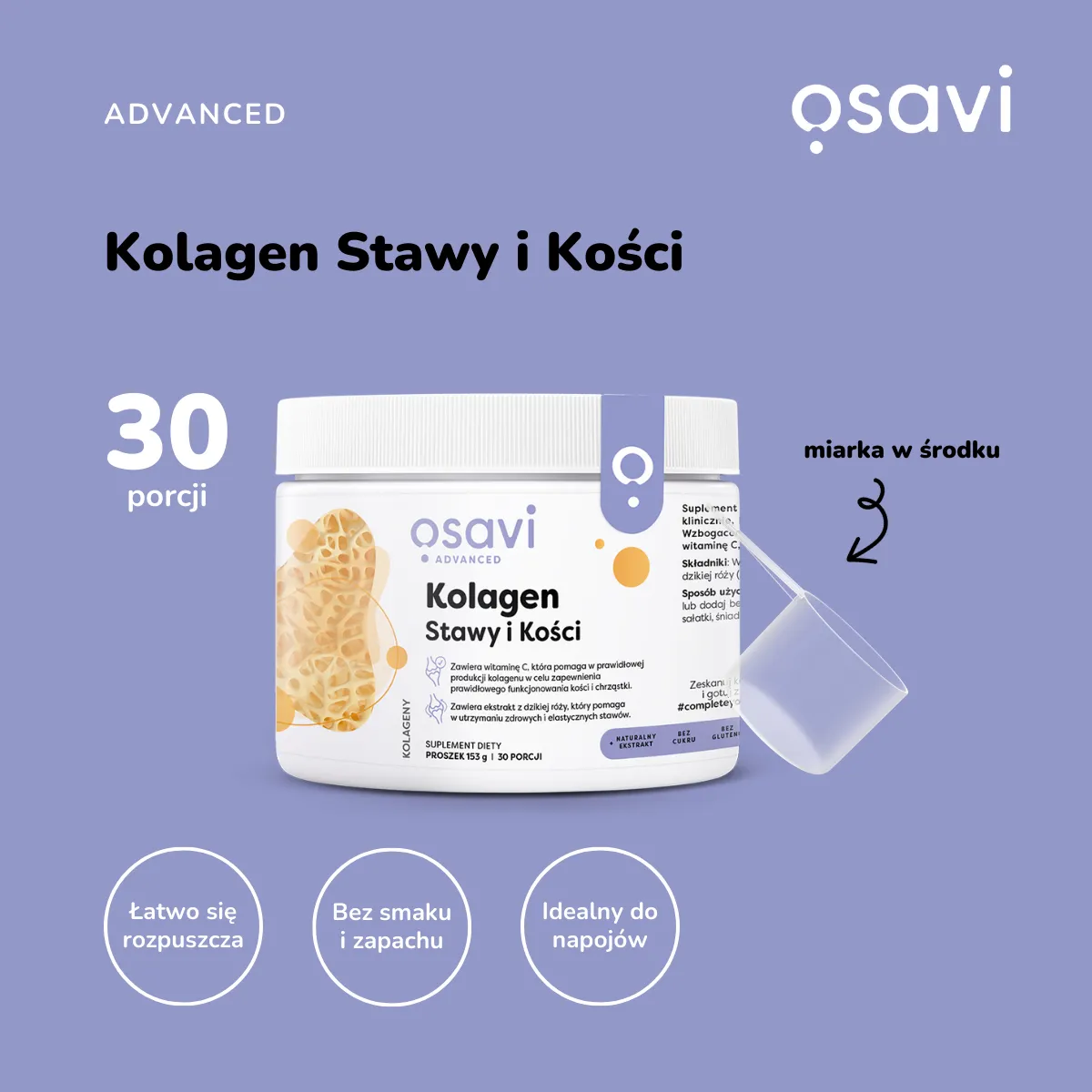 Kolagen Stawy i Kości Osavi Fortigel Regeneracja Chrząstki Proszek 153 g — miniatura 2
