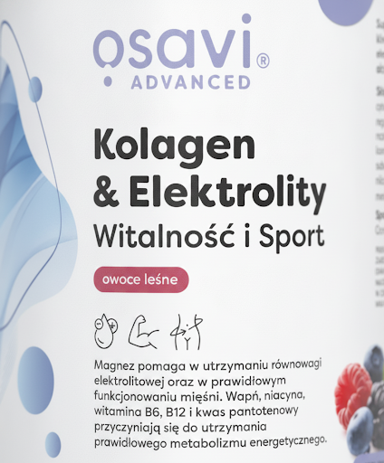 Kolagen Elektrolity Witalność i Sport Osavi Kości Stawy - Owoce Leśne - Proszek 390 g — miniatura 4