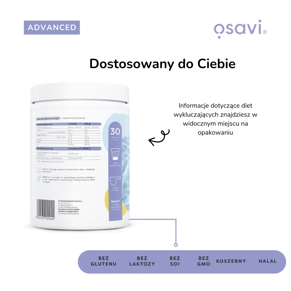 Kolagen Rybi Morski Osavi Anti-Aging Cytryna Proszek 360 g — miniatura 5