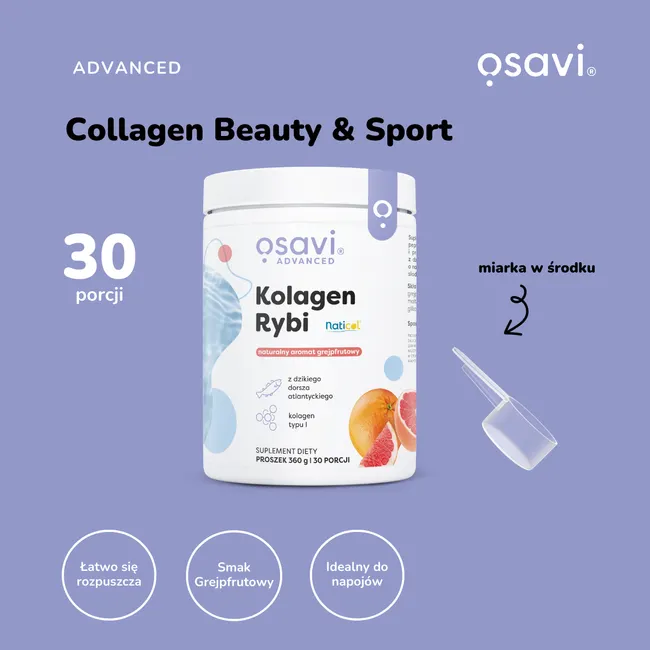 Kolagen Rybi Morski Osavi Anti-Aging Grejpfrut Proszek 360 g — miniatura 2