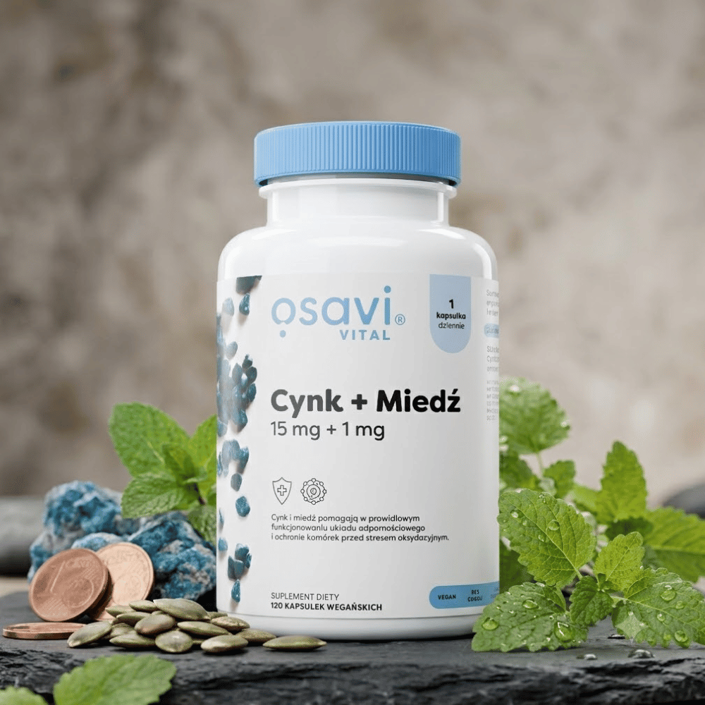 Cynk + Miedź 15 mg / 1 mg Osavi Włosy Skóra Odporność Kapsułki 120 szt. — miniatura 3