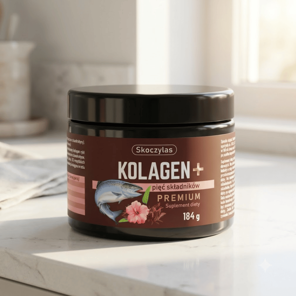 Kolagen Premium z Łososia Skoczylas 60 kapsułek – Hydrolizowany Kolagen Morski, Kwas Hialuronowy, Glukozamina, Chondroityna, Regeneracja Stawów i Jędrna Skóra — miniatura 4