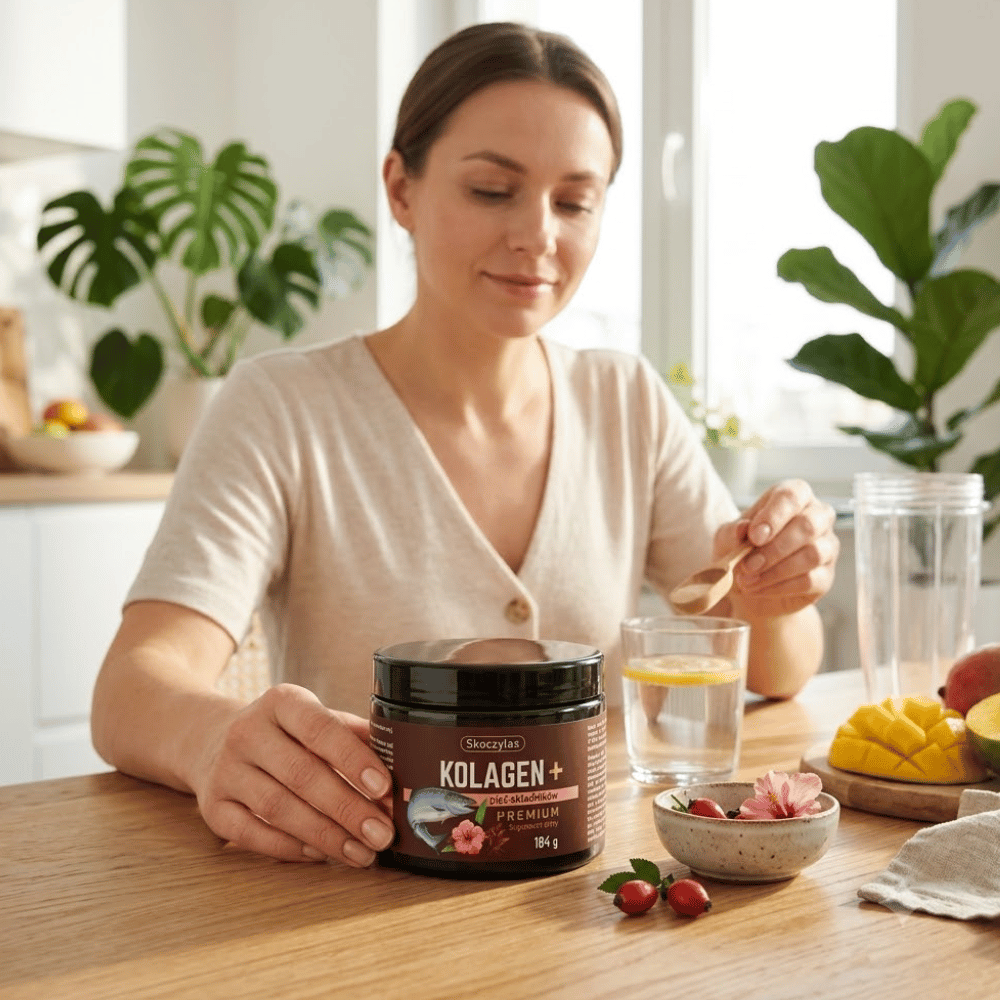 Kolagen Premium z Łososia Skoczylas 60 kapsułek – Hydrolizowany Kolagen Morski, Kwas Hialuronowy, Glukozamina, Chondroityna, Regeneracja Stawów i Jędrna Skóra — miniatura 7