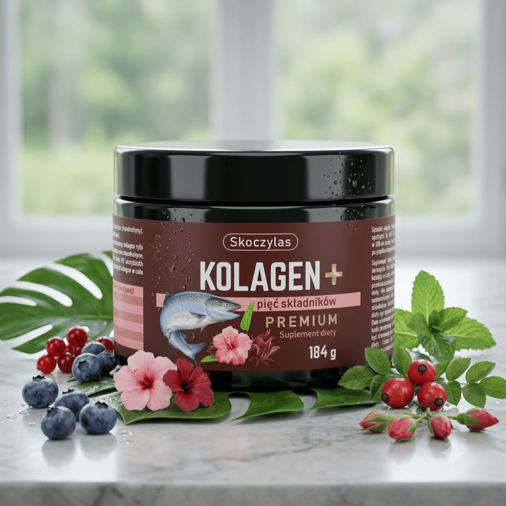 Kolagen Premium z Łososia Skoczylas 60 kapsułek – Hydrolizowany Kolagen Morski, Kwas Hialuronowy, Glukozamina, Chondroityna, Regeneracja Stawów i Jędrna Skóra — miniatura 5