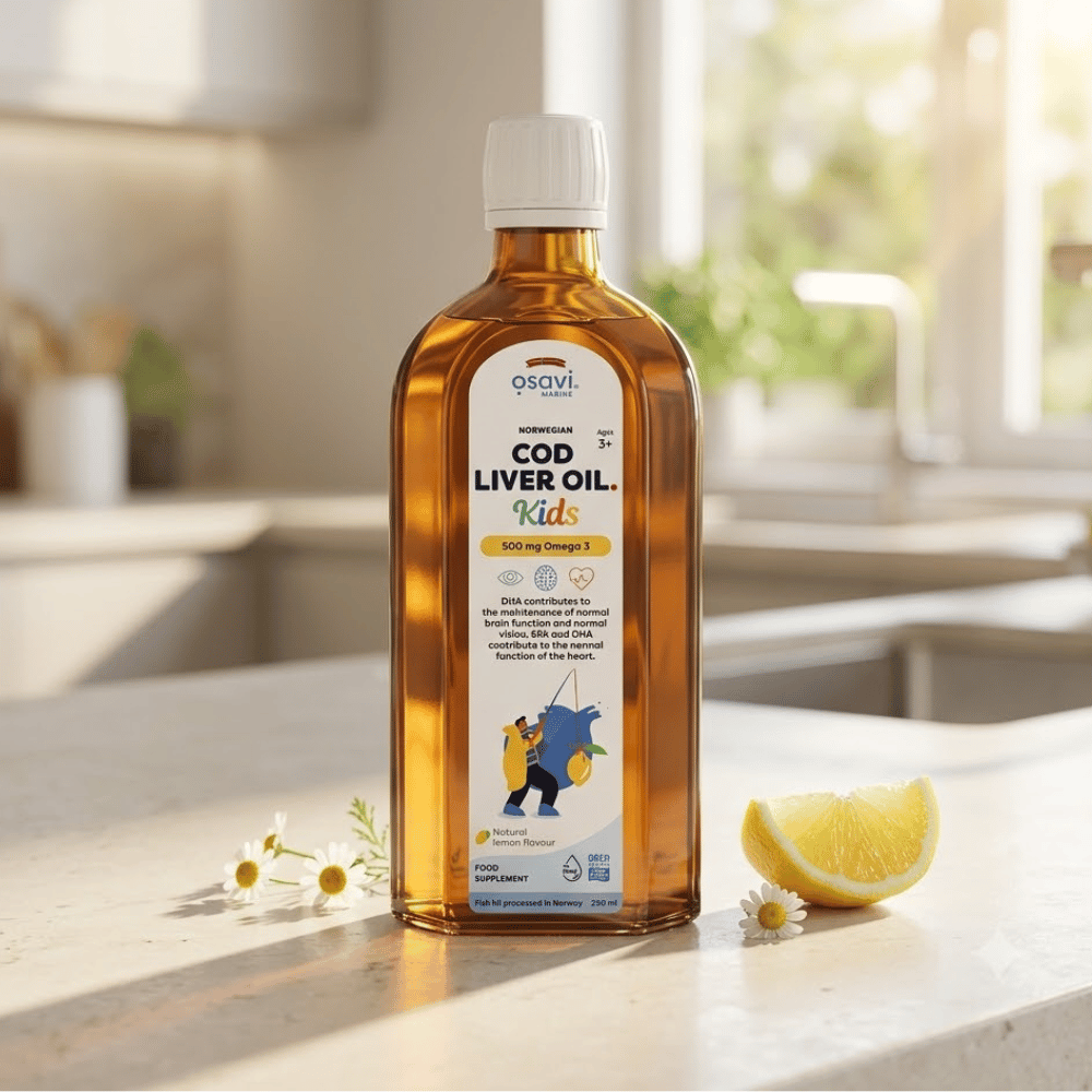 Tran Norweski dla Dzieci Osavi Odporność Mózg Płyn Bez Cukru 250 ml — miniatura 3