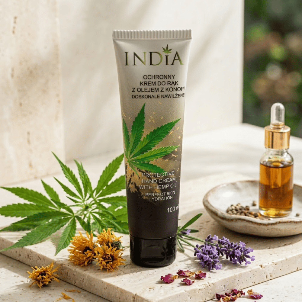 Ochronny Krem do Rąk z Olejem Konopnym 100ml – India Cosmetics — miniatura 3