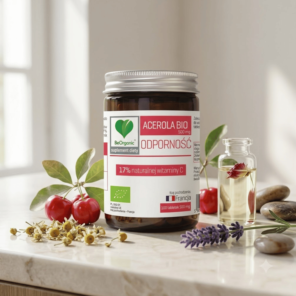 Acerola BIO BeOrganic Witamina C Odporność Kapsułki Bez Cukru 50 szt. — miniatura 3