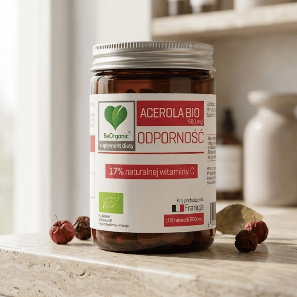 Acerola BIO BeOrganic Witamina C Odporność Kapsułki Bez Cukru 50 szt. — miniatura 4