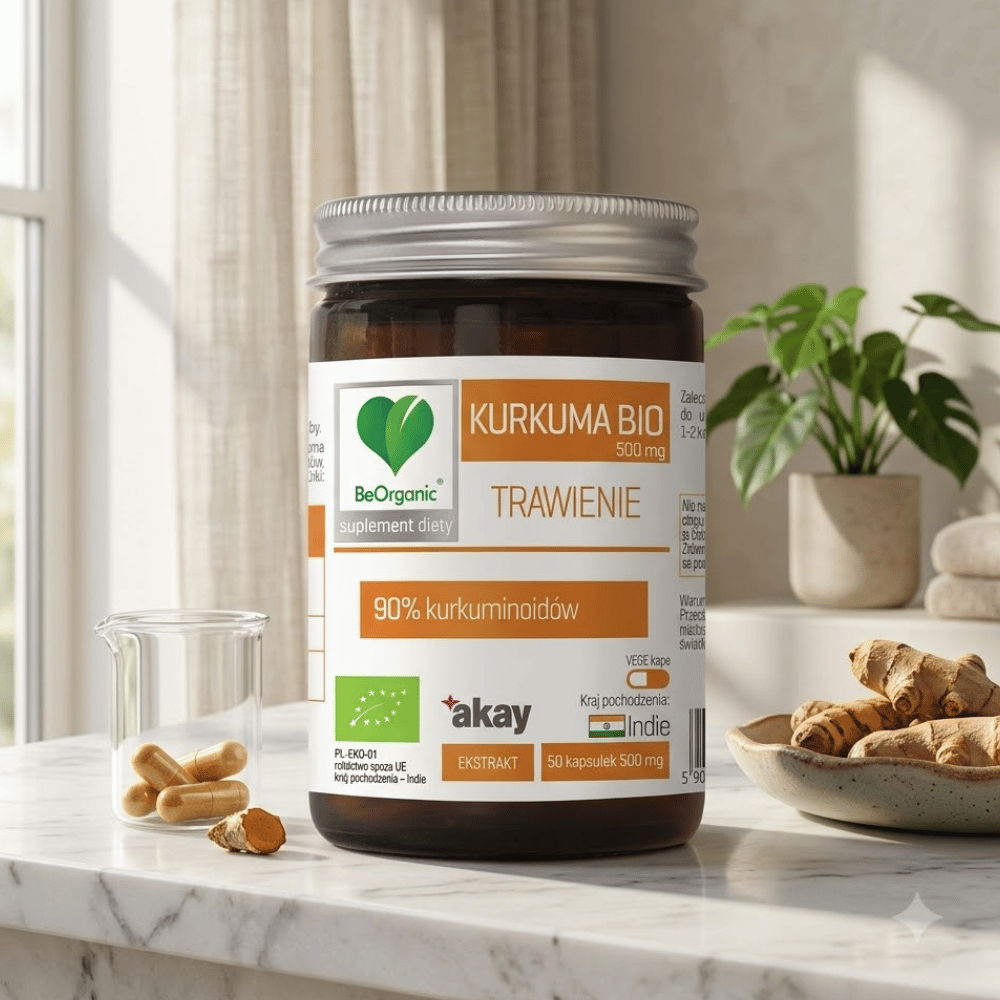 Kurkuma BIO BeOrganic Stawy Wątroba Trawienie Kapsułki Bez Cukru 50 szt. — miniatura 4