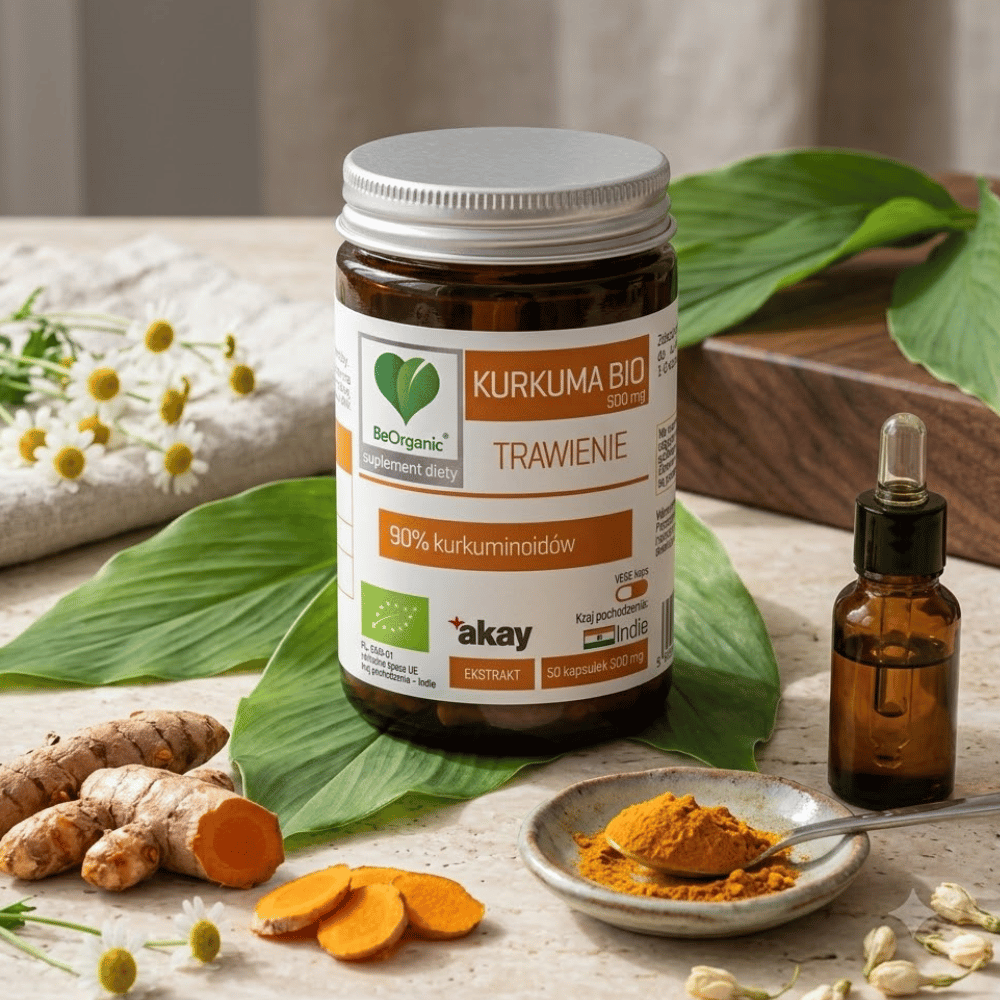 Kurkuma BIO BeOrganic Stawy Wątroba Trawienie Kapsułki Bez Cukru 50 szt. — miniatura 3