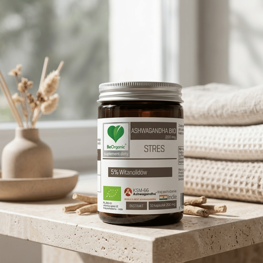 Ashwagandha KSM-66 BIO BeOrganic Stres Sen Kapsułki Bez Cukru 50 szt. — miniatura 2