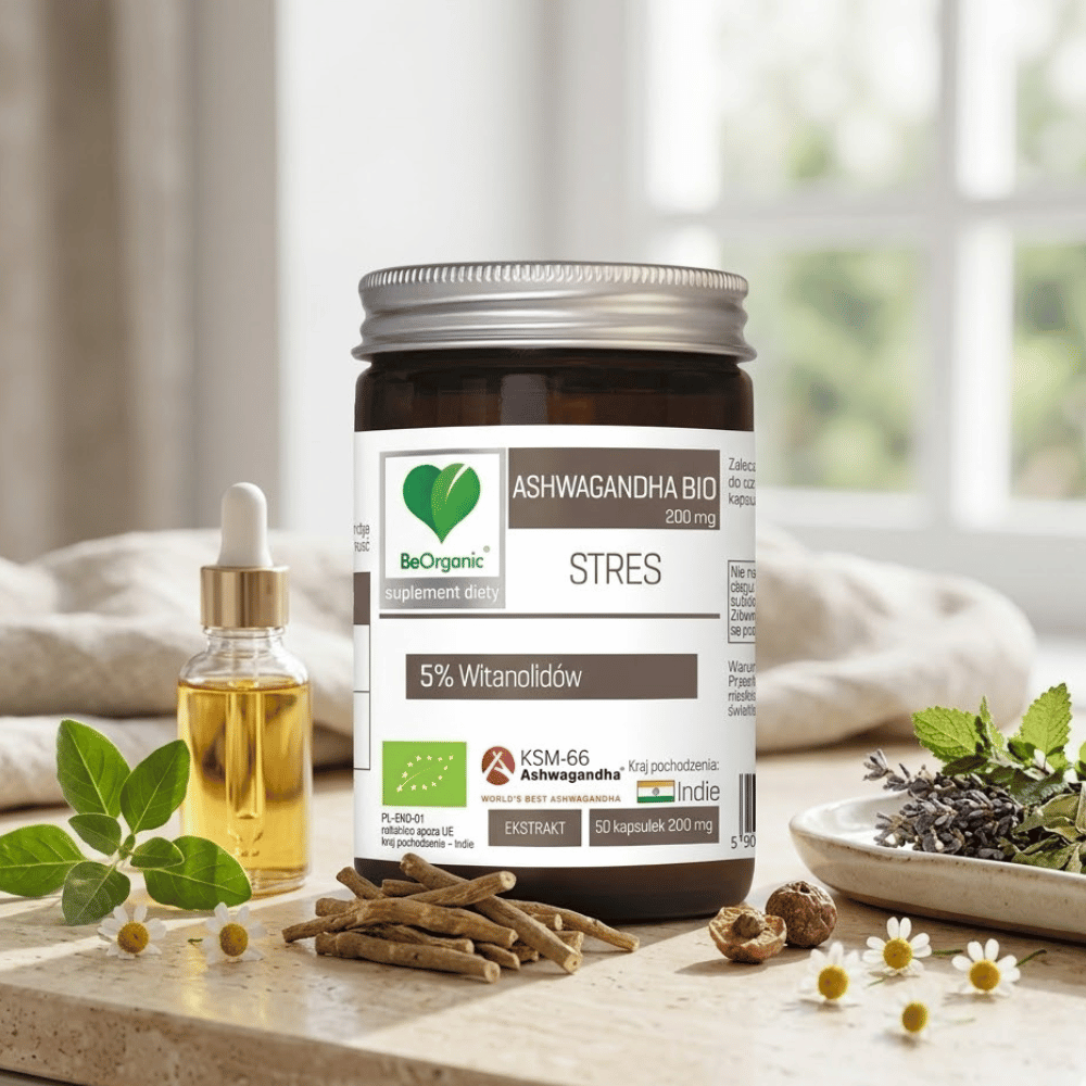 Ashwagandha KSM-66 BIO BeOrganic Stres Sen Kapsułki Bez Cukru 50 szt. — miniatura 3