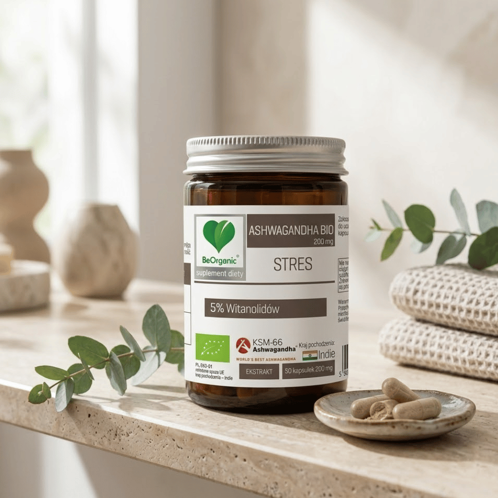 Ashwagandha KSM-66 BIO BeOrganic Stres Sen Kapsułki Bez Cukru 50 szt. — miniatura 4