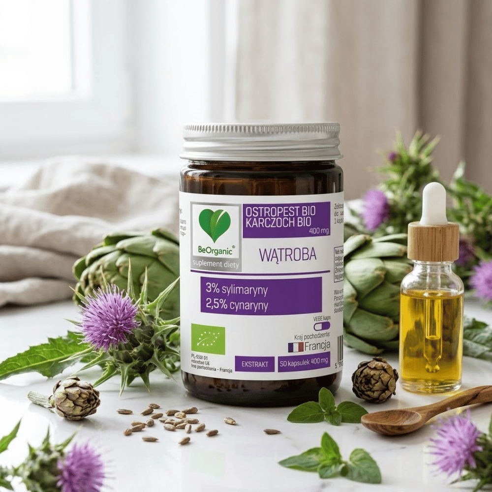 Ostropest Karczoch BIO BeOrganic Wątroba Trawienie Kapsułki Bez Cukru 50 szt. — miniatura 3