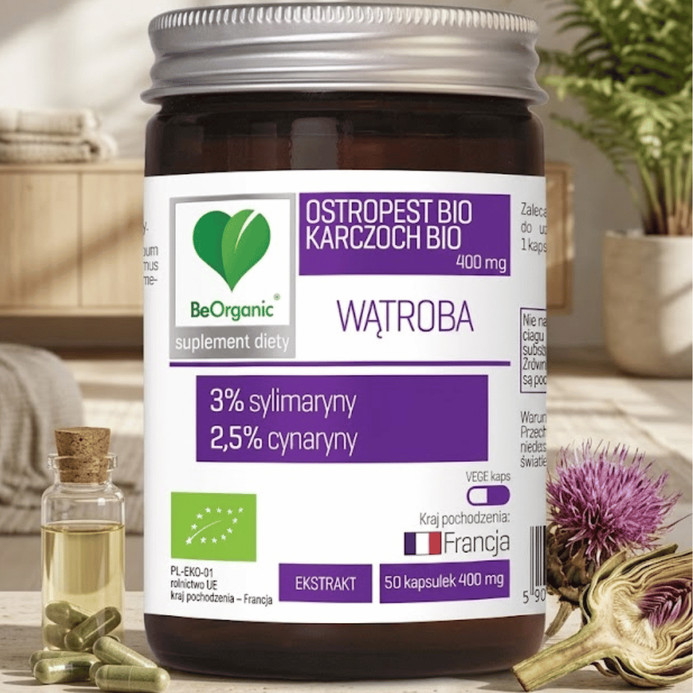 Ostropest Karczoch BIO BeOrganic Wątroba Trawienie Kapsułki Bez Cukru 50 szt. — miniatura 4