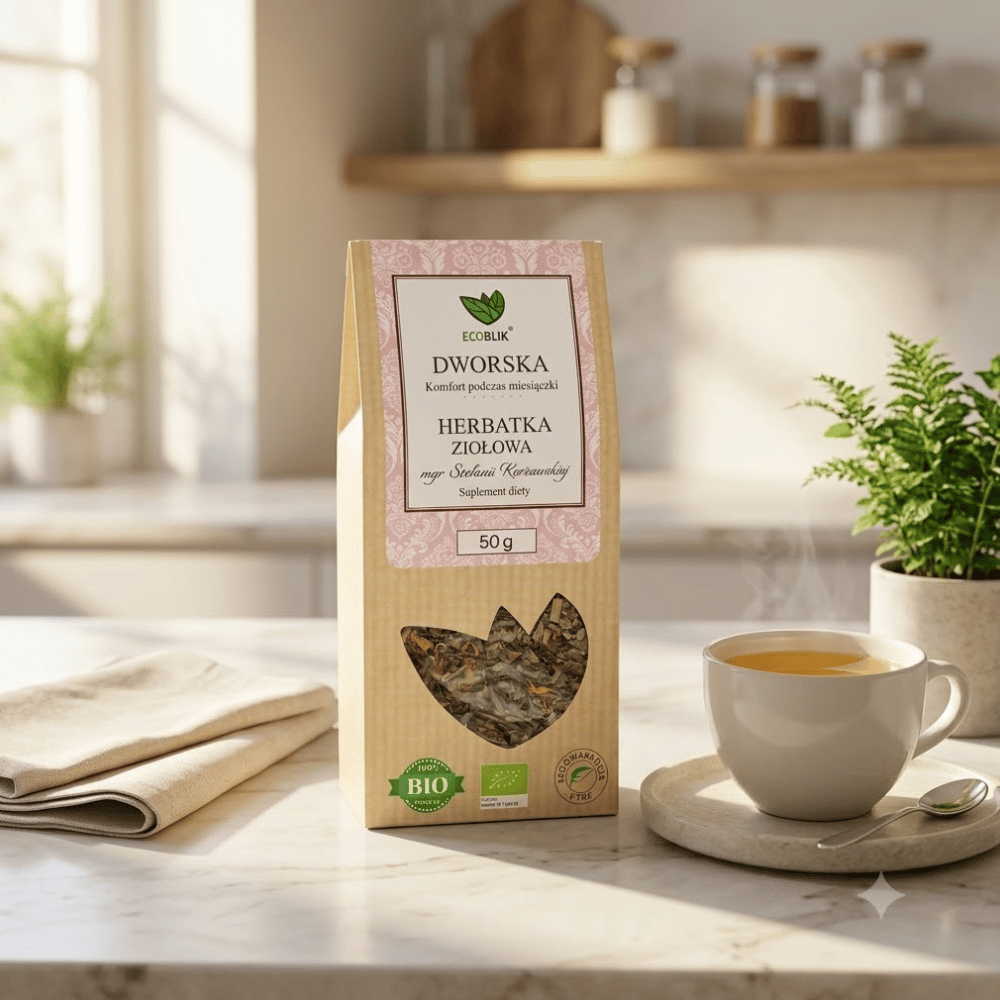 Herbatka Dworska BIO – Kobieca Harmonia, Cera i Komfort Miesiączkowy (50g) | EcoBlik — miniatura 2
