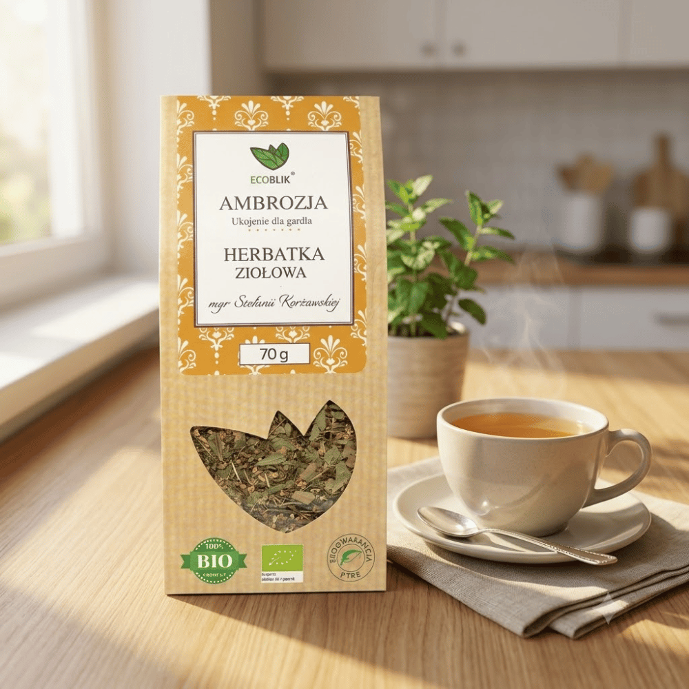 Herbatka Ambrozja BIO – Antyprzeziębieniowa, Ukojenie Gardła i Odporność (70g) | EcoBlik — miniatura 2