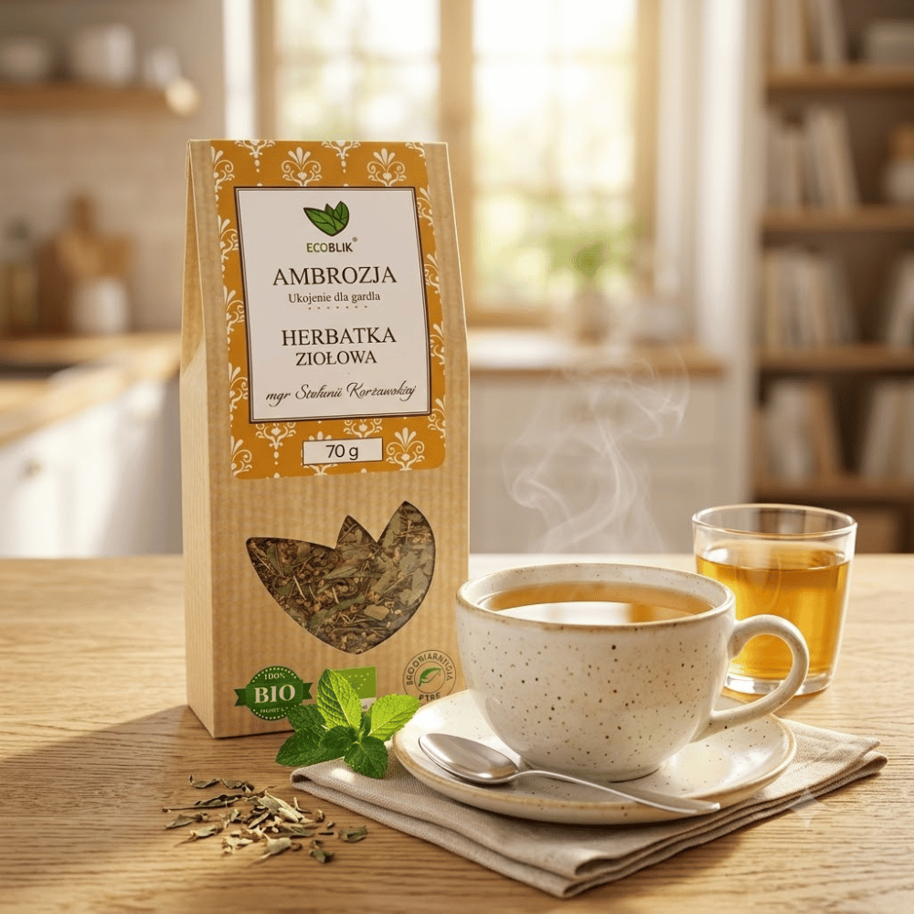 Herbatka Ambrozja BIO – Antyprzeziębieniowa, Ukojenie Gardła i Odporność (70g) | EcoBlik — miniatura 4