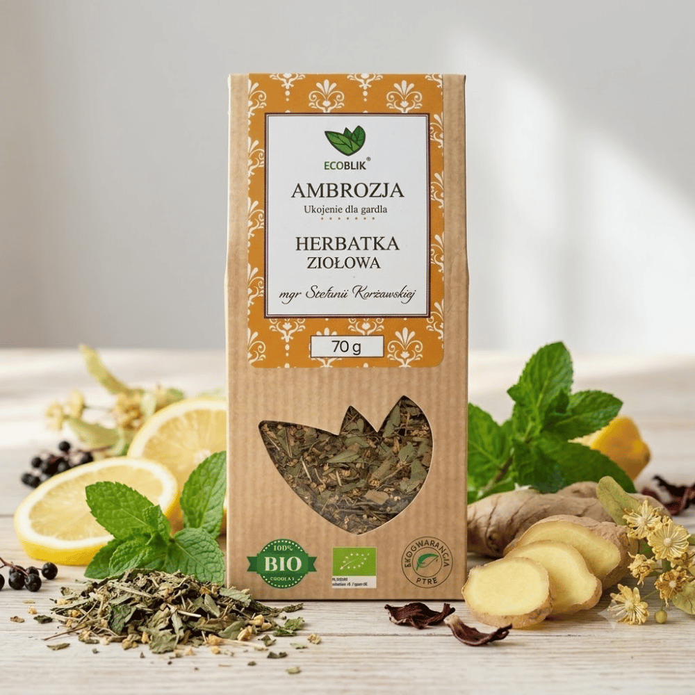 Herbatka Ambrozja BIO – Antyprzeziębieniowa, Ukojenie Gardła i Odporność (70g) | EcoBlik — miniatura 3