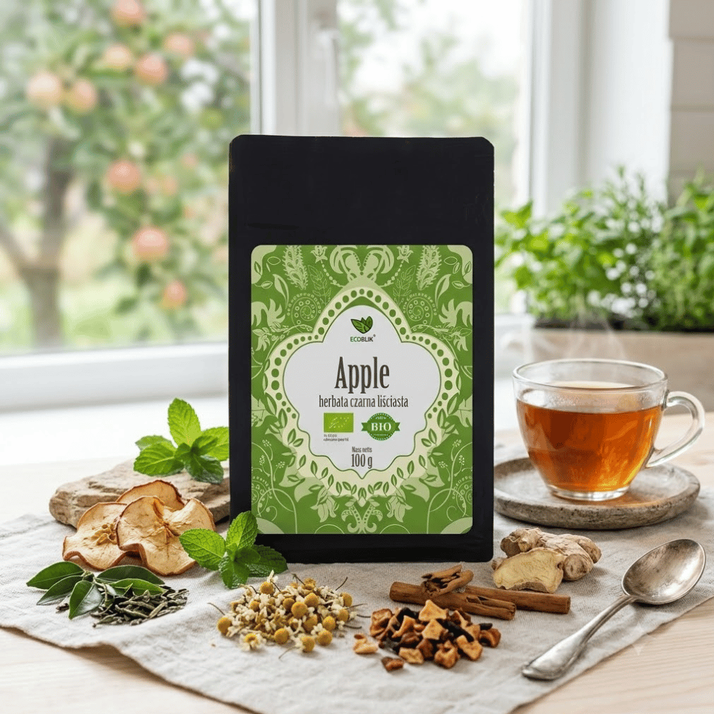 Herbata Czarna Apple BIO – Ekologiczna, Liściasta z Naturalnym Jabłkiem (100g) | EcoBlik — miniatura 3