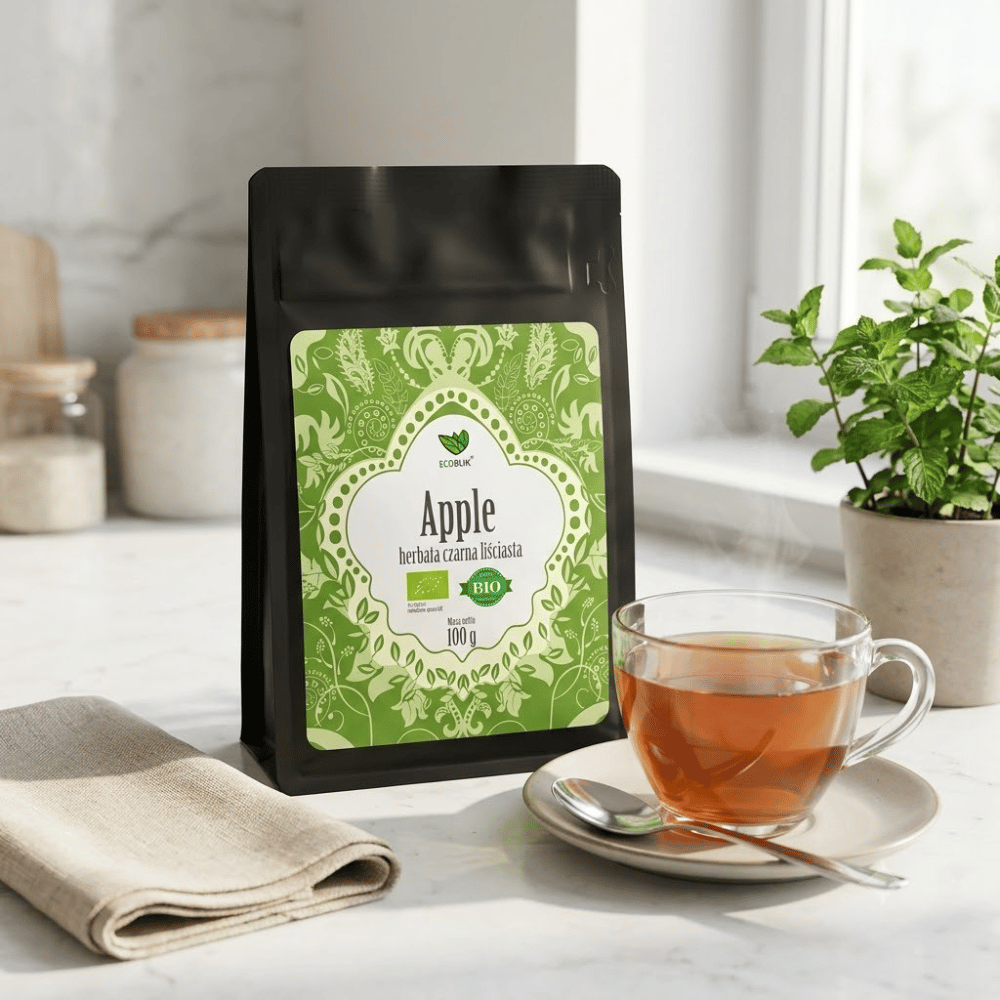 Herbata Czarna Apple BIO – Ekologiczna, Liściasta z Naturalnym Jabłkiem (100g) | EcoBlik — miniatura 4