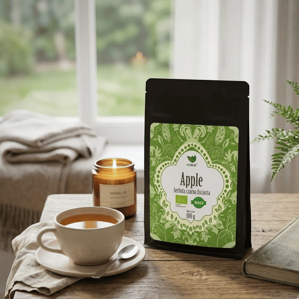Herbata Czarna Apple BIO – Ekologiczna, Liściasta z Naturalnym Jabłkiem (100g) | EcoBlik — miniatura 5
