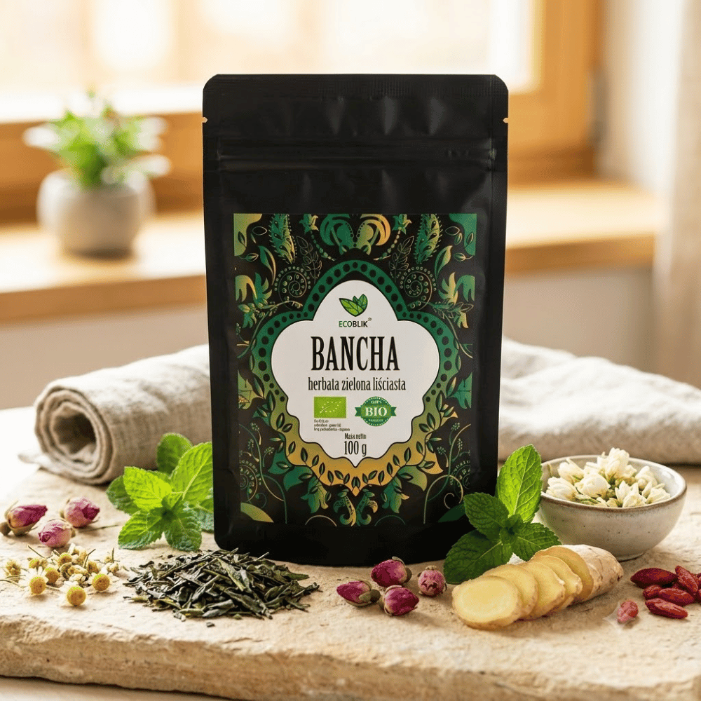 Herbata Zielona Bancha BIO – Odkwaszanie, Antyoksydanty i Łagodne Trawienie (100g) — miniatura 3