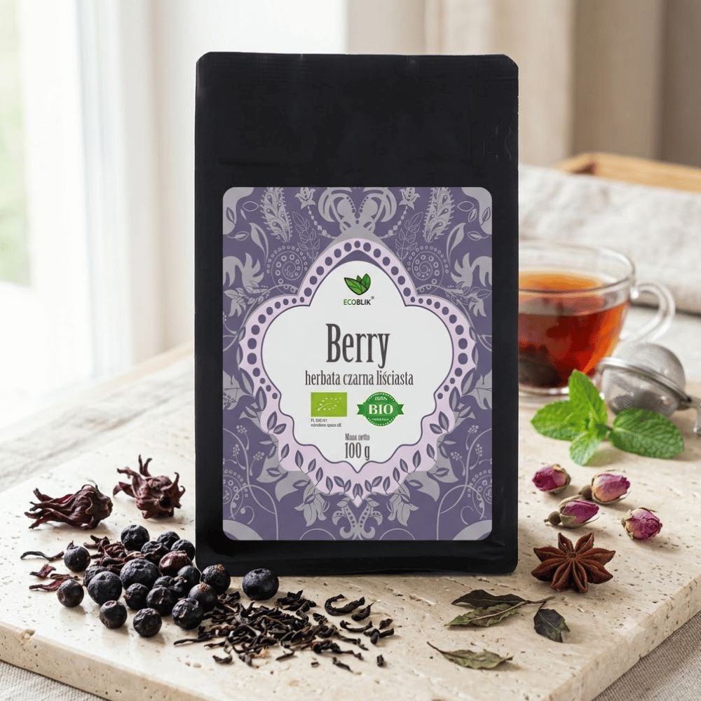 Herbata Czarna Berry BIO – Ekologiczna, Liściasta z Owocami Leśnymi (100g) | EcoBlik — miniatura 3