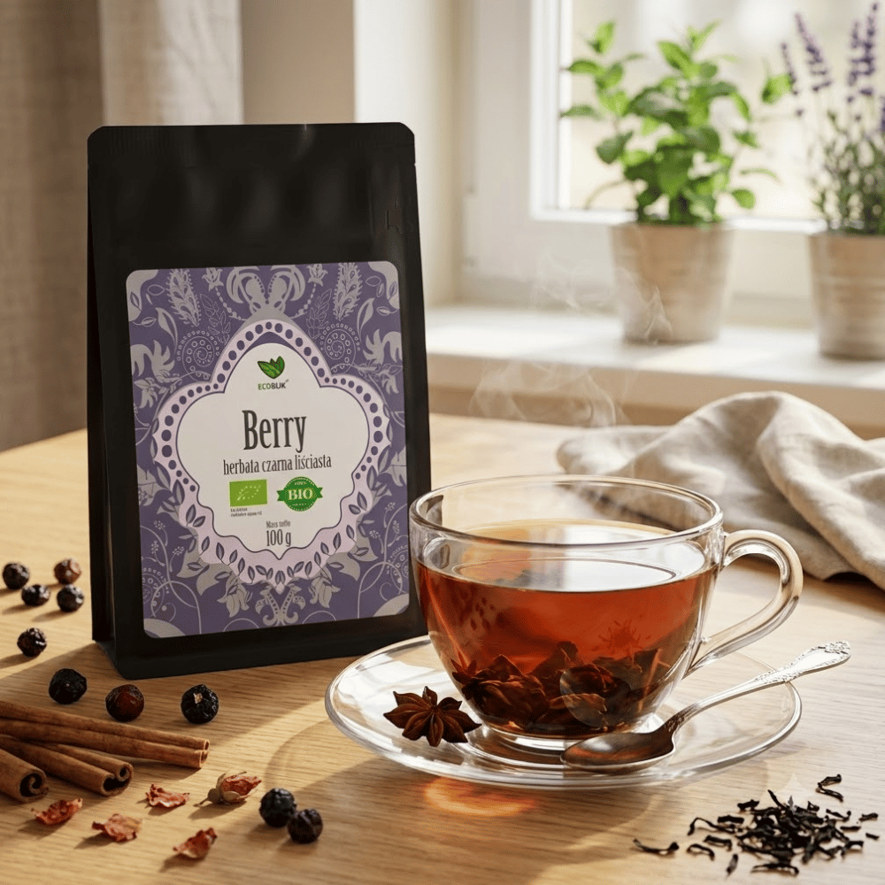 Herbata Czarna Berry BIO – Ekologiczna, Liściasta z Owocami Leśnymi (100g) | EcoBlik — miniatura 4