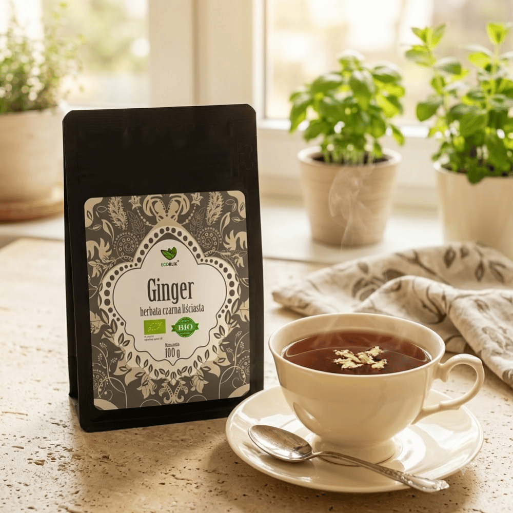 Herbata Czarna Ginger BIO – Ekologiczna, Rozgrzewająca z Imbirem (100g) | EcoBlik — miniatura 4