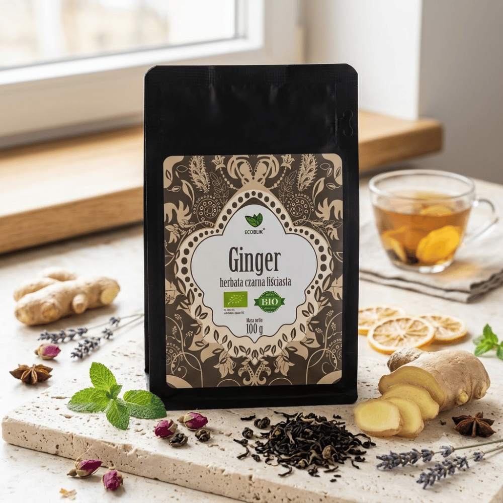Herbata Czarna Ginger BIO – Ekologiczna, Rozgrzewająca z Imbirem (100g) | EcoBlik — miniatura 3