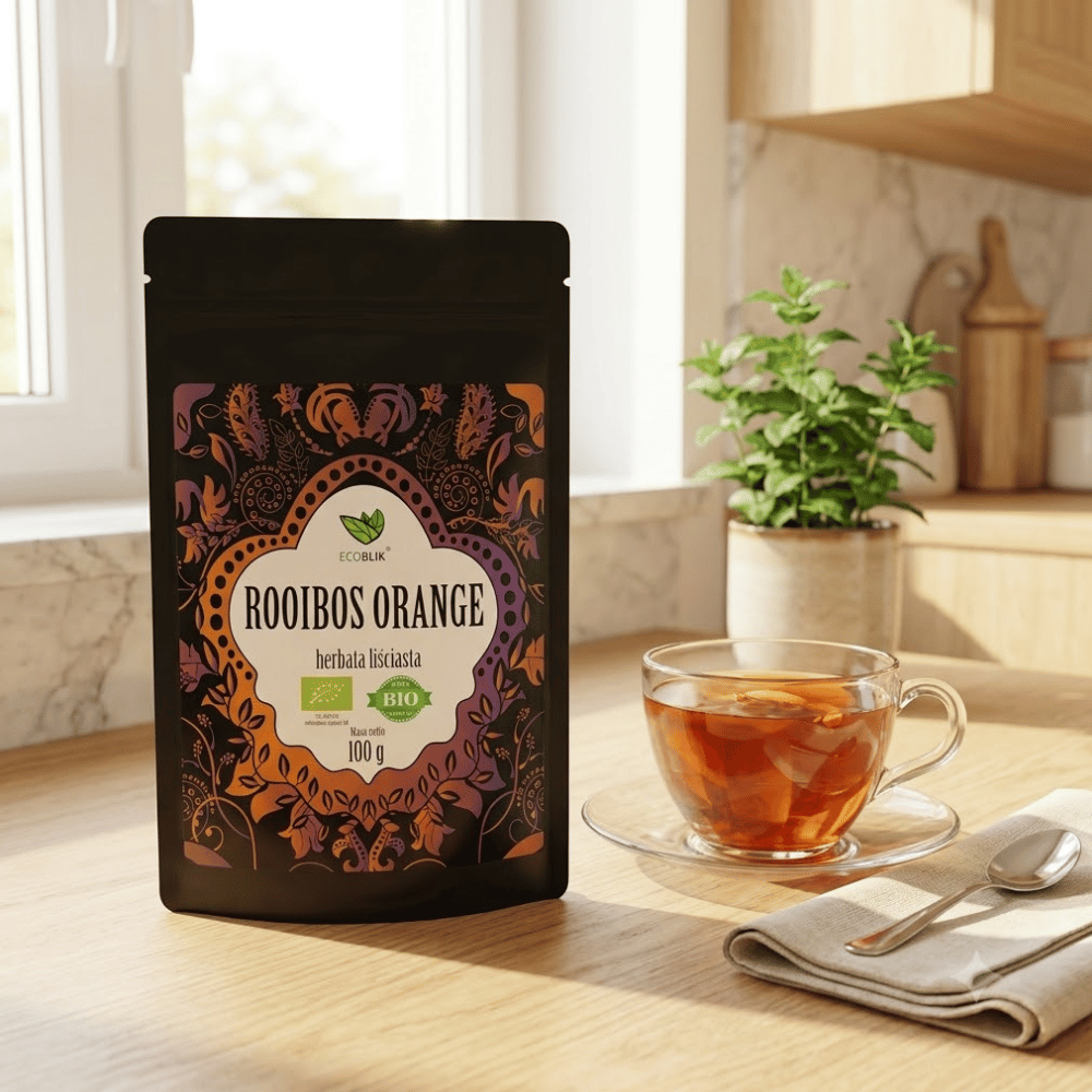 Herbata Rooibos Orange BIO – Ekologiczna, Bez Kofeiny, z Nutą Pomarańczy (100g) | EcoBlik — miniatura 2
