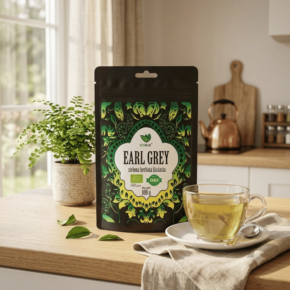Herbata Zielona Earl Grey BIO – Oczyszczanie, Energia i Przyspieszony Metabolizm (100g) | EcoBlik — miniatura 2