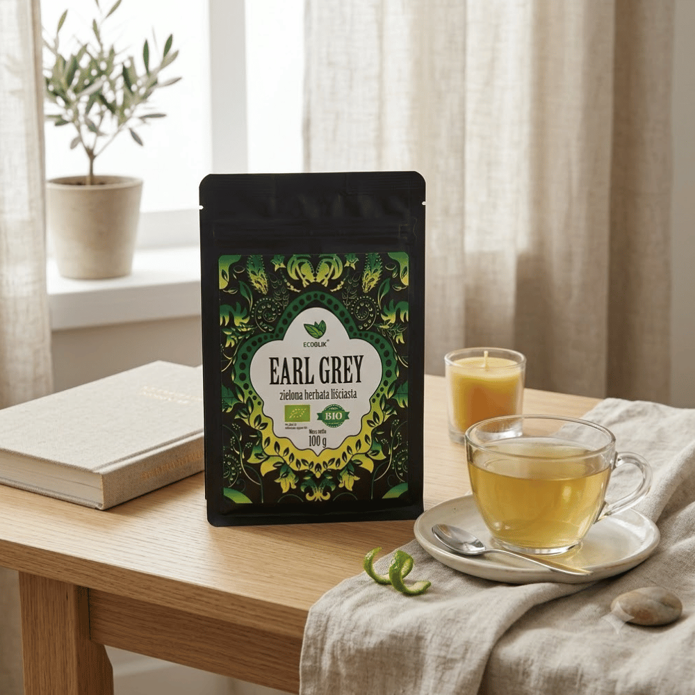 Herbata Zielona Earl Grey BIO – Oczyszczanie, Energia i Przyspieszony Metabolizm (100g) | EcoBlik — miniatura 5