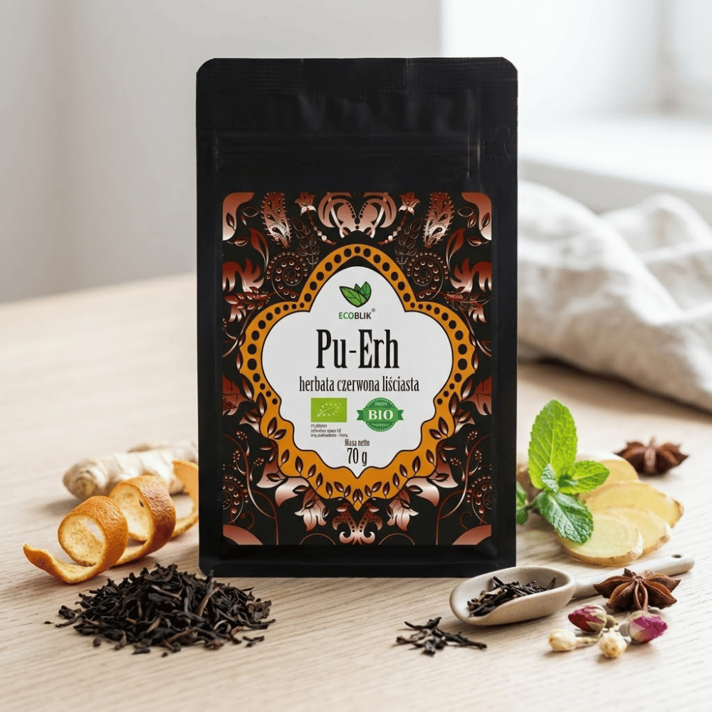 Herbata Czerwona Pu-Erh BIO – Intensywne Spalanie Tłuszczu, Trawienie i Detoks (70g) | EcoBlik — miniatura 3