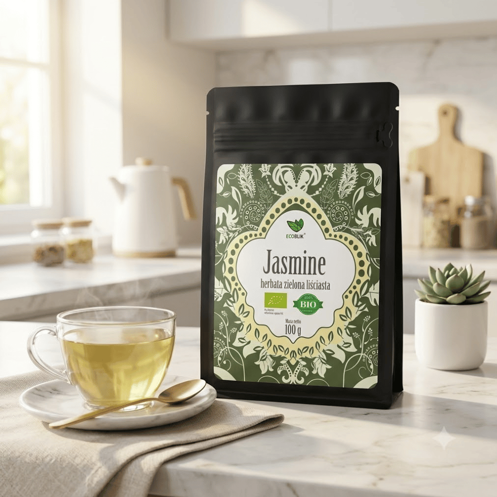 Herbata Zielona Jasmine BIO – Naturalne Wyciszenie, Antyoksydanty i Piękna Cera (100g) | EcoBlik — miniatura 2