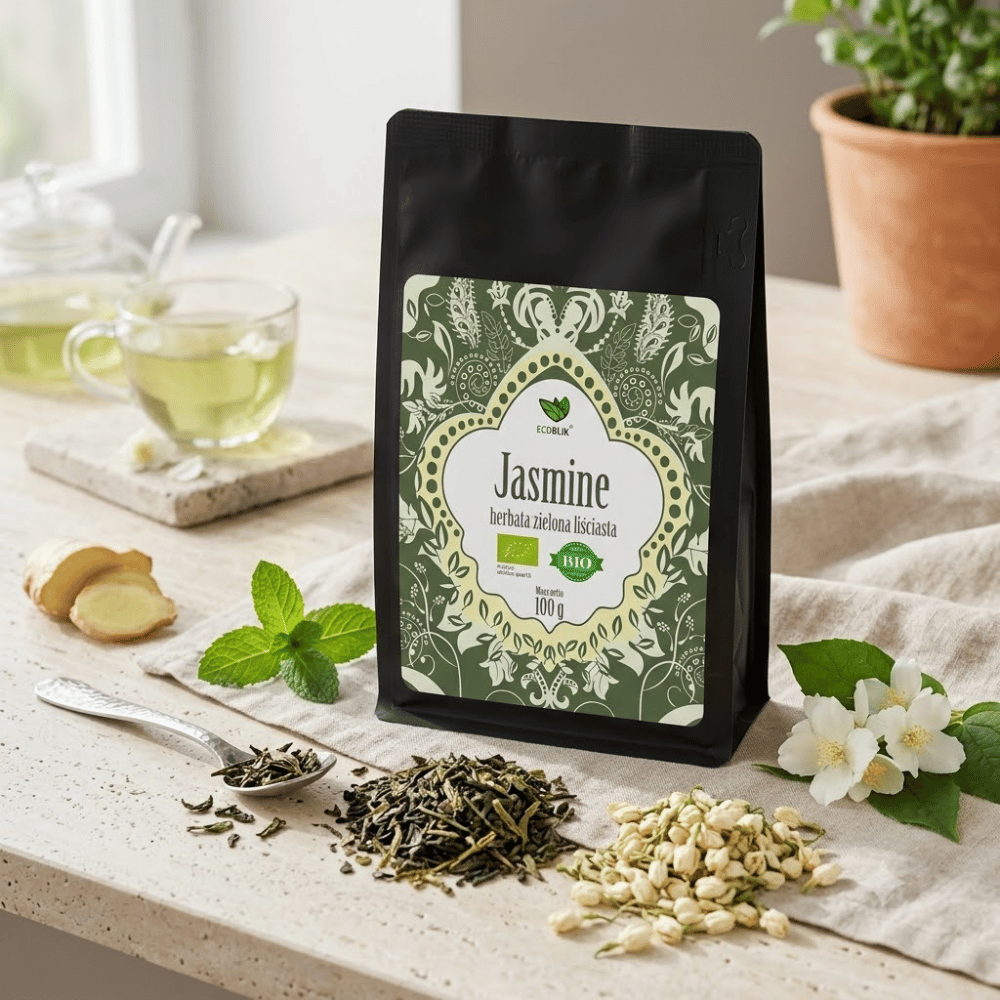 Herbata Zielona Jasmine BIO – Naturalne Wyciszenie, Antyoksydanty i Piękna Cera (100g) | EcoBlik — miniatura 3