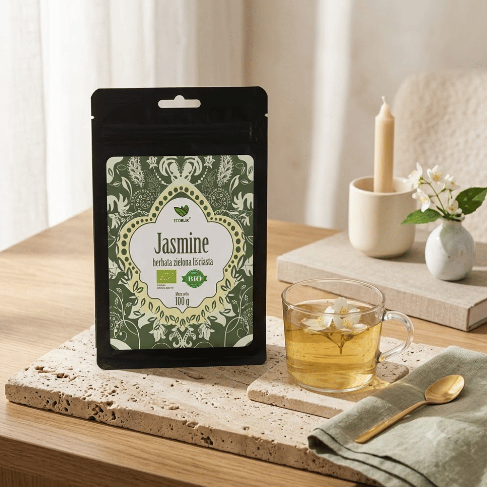 Herbata Zielona Jasmine BIO – Naturalne Wyciszenie, Antyoksydanty i Piękna Cera (100g) | EcoBlik — miniatura 5