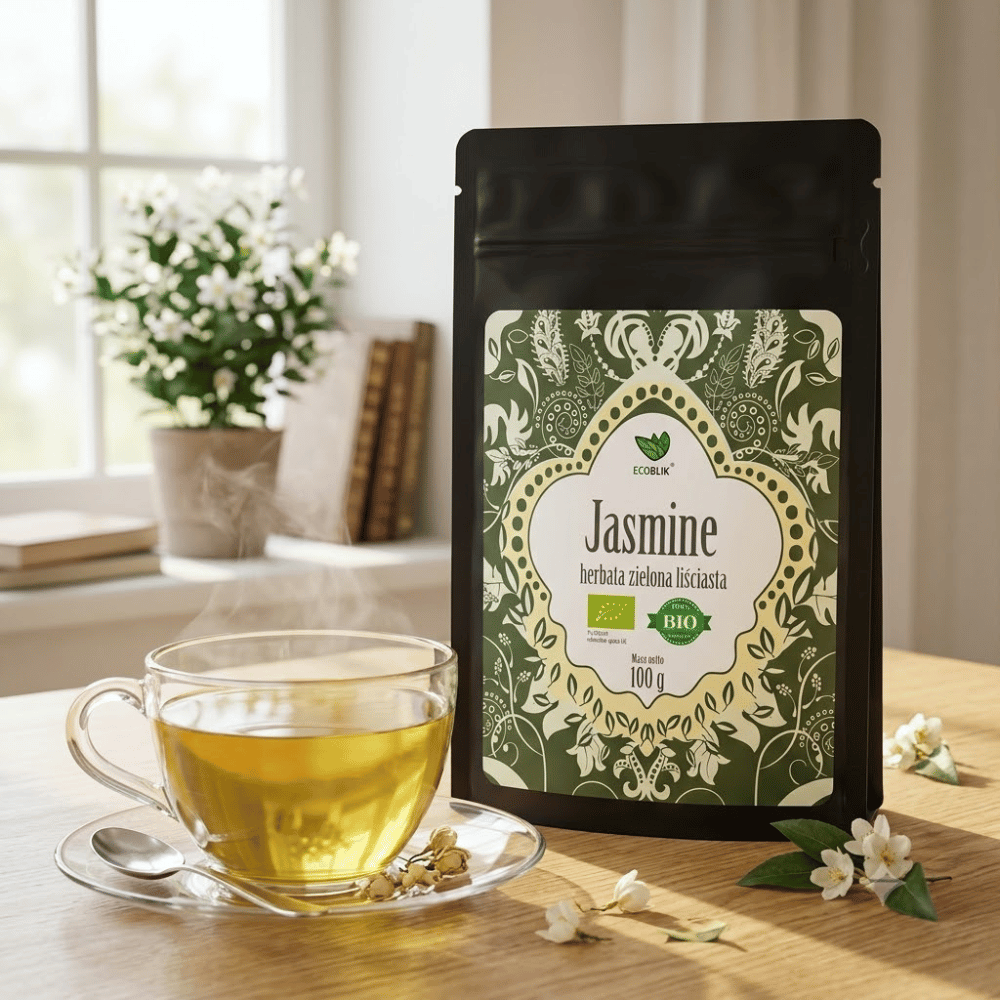 Herbata Zielona Jasmine BIO – Naturalne Wyciszenie, Antyoksydanty i Piękna Cera (100g) | EcoBlik — miniatura 4