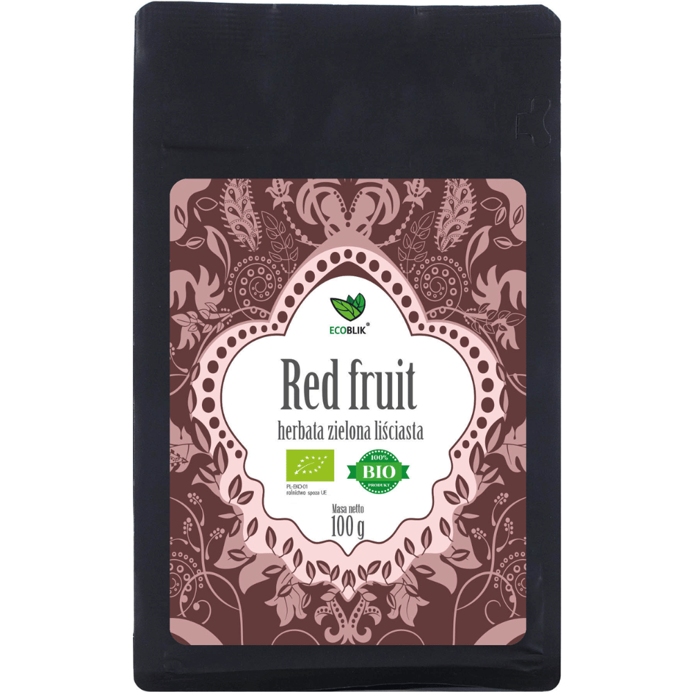 Herbata Zielona Red Fruit BIO – Witaminowe Wsparcie, Metabolizm i Antyoksydanty (100g) | EcoBlik