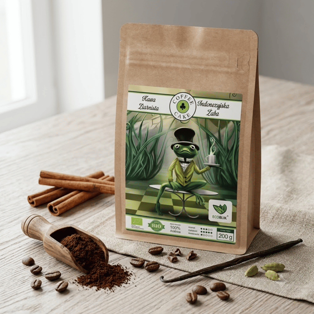 Kawa Ziarnista Indonezyjska Żaba BIO – Mocne Przebudzenie, Głęboki Smak i Focus 200g | EcoBlik — miniatura 3