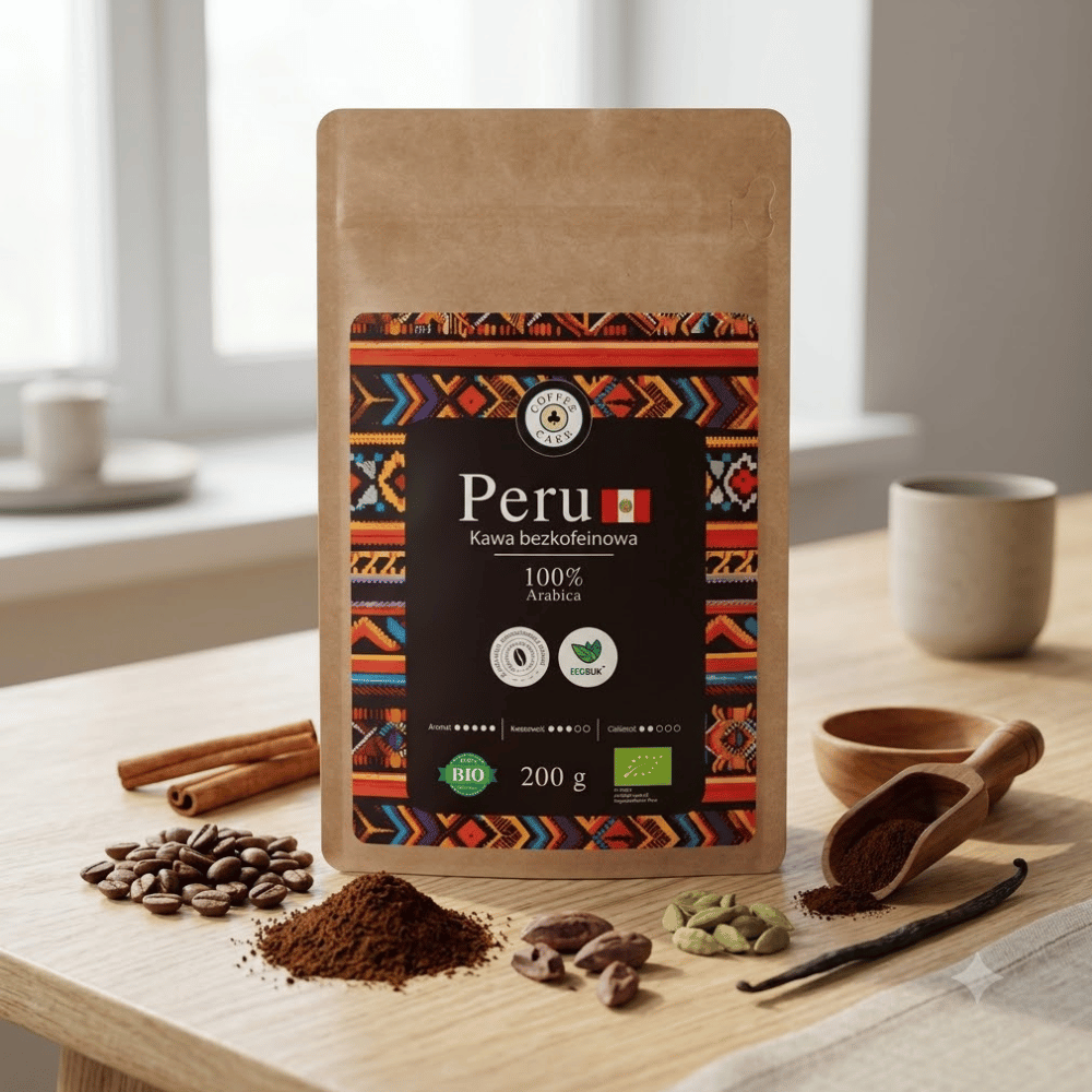 Kawa Ziarnista Arabica Peru BEZKOFEINOWA BIO – Spokój, Głęboki Smak i Regeneracja (200g) | EcoBlik — miniatura 3