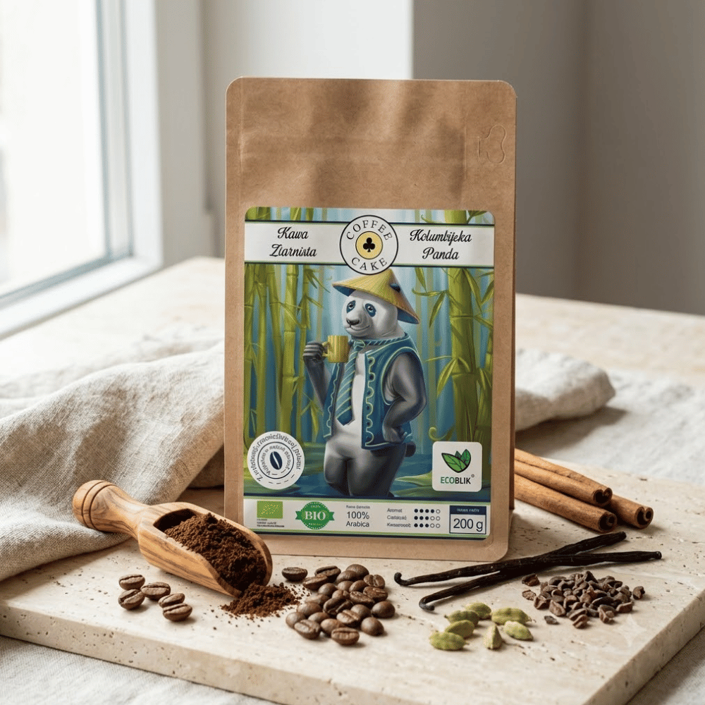 Kawa Ziarnista Kolumbijska Panda BIO – Klasyczny Balans, Karmelowe Nuty i Energia 200g | EcoBlik — miniatura 3