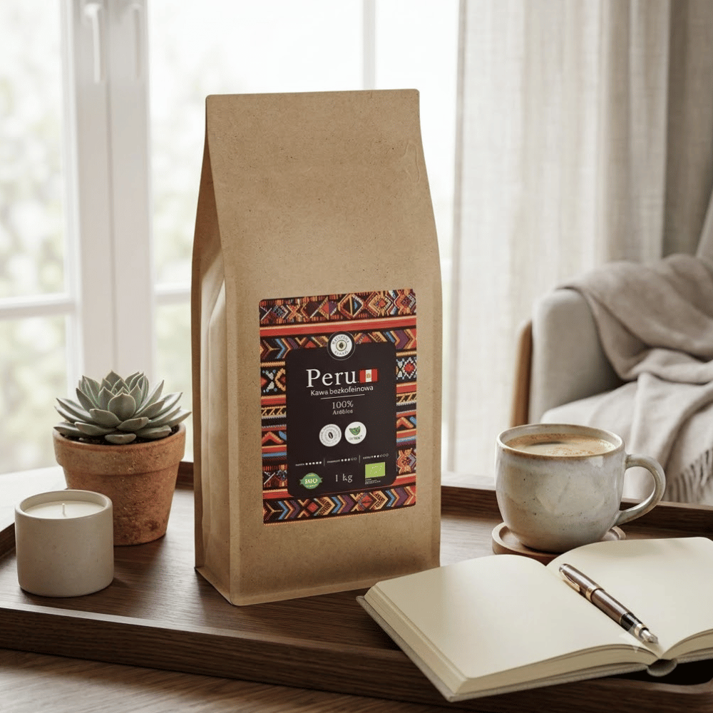 Kawa Ziarnista Arabica Peru BEZKOFEINOWA BIO – Spokój, Głęboki Smak i Regeneracja 1 kg EcoBlik — miniatura 5