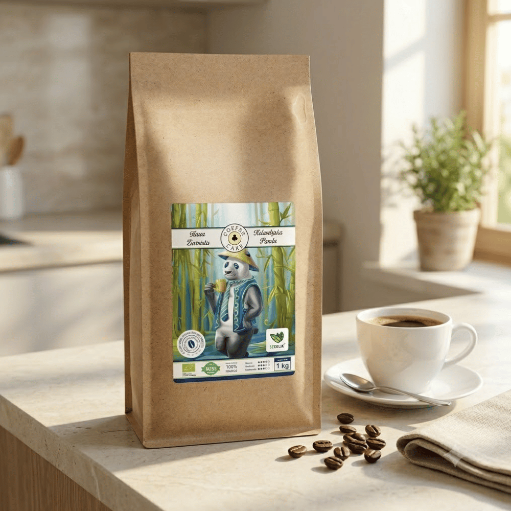 Kawa Ziarnista Kolumbijska Panda BIO – Klasyczny Balans, Karmelowe Nuty i Energia 1kg | EcoBlik — miniatura 2