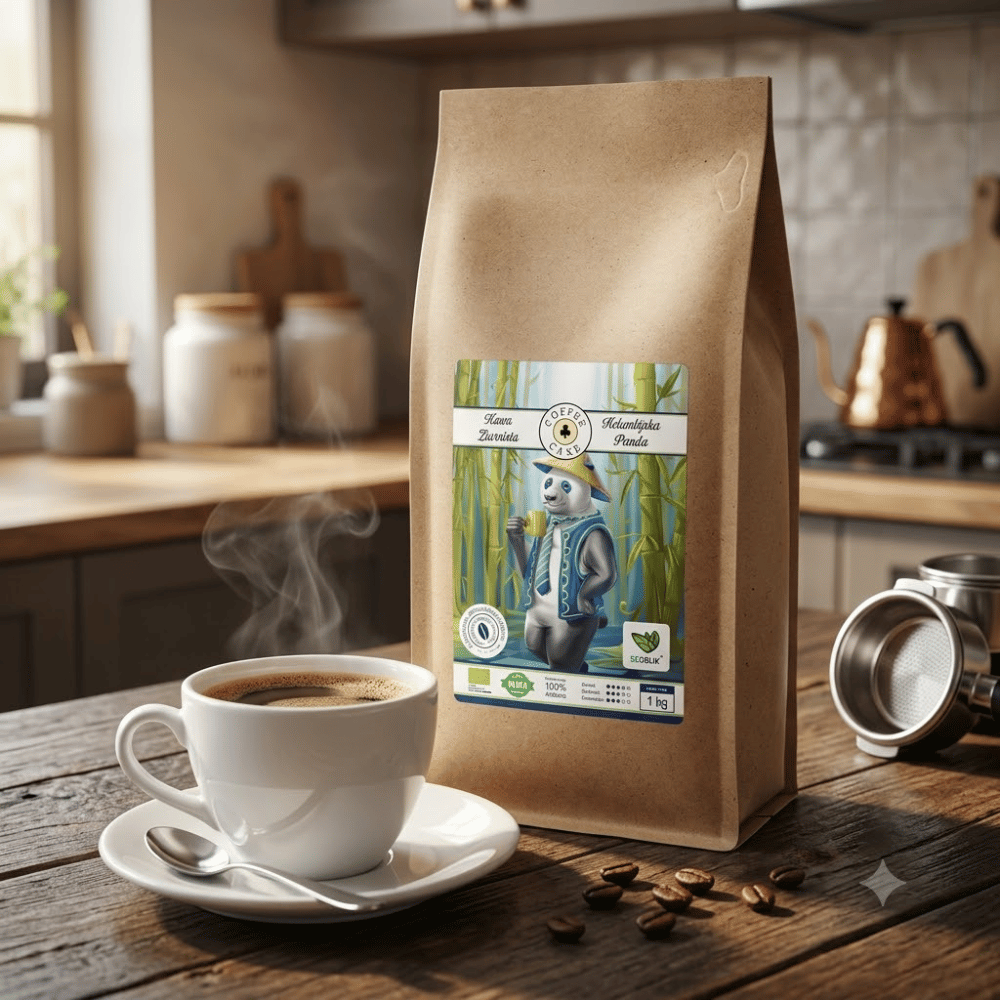 Kawa Ziarnista Kolumbijska Panda BIO – Klasyczny Balans, Karmelowe Nuty i Energia 1kg | EcoBlik — miniatura 4