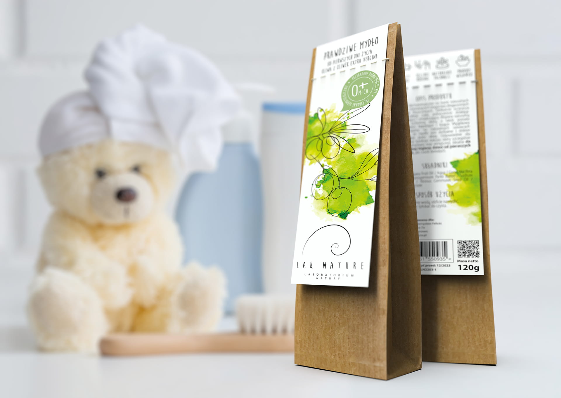 Prawdziwe Mydło w kostce Oliwkowe 0+ (Lab Nature) – Dermatologiczne — miniatura 5